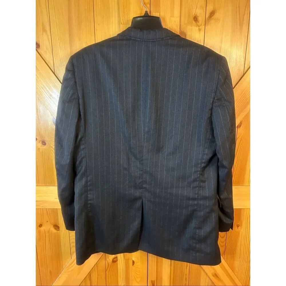 Jos A Bank Men’s Lined Charcoal Pinstripe100% Wool Blazer Suit Coat Size 44LG (5